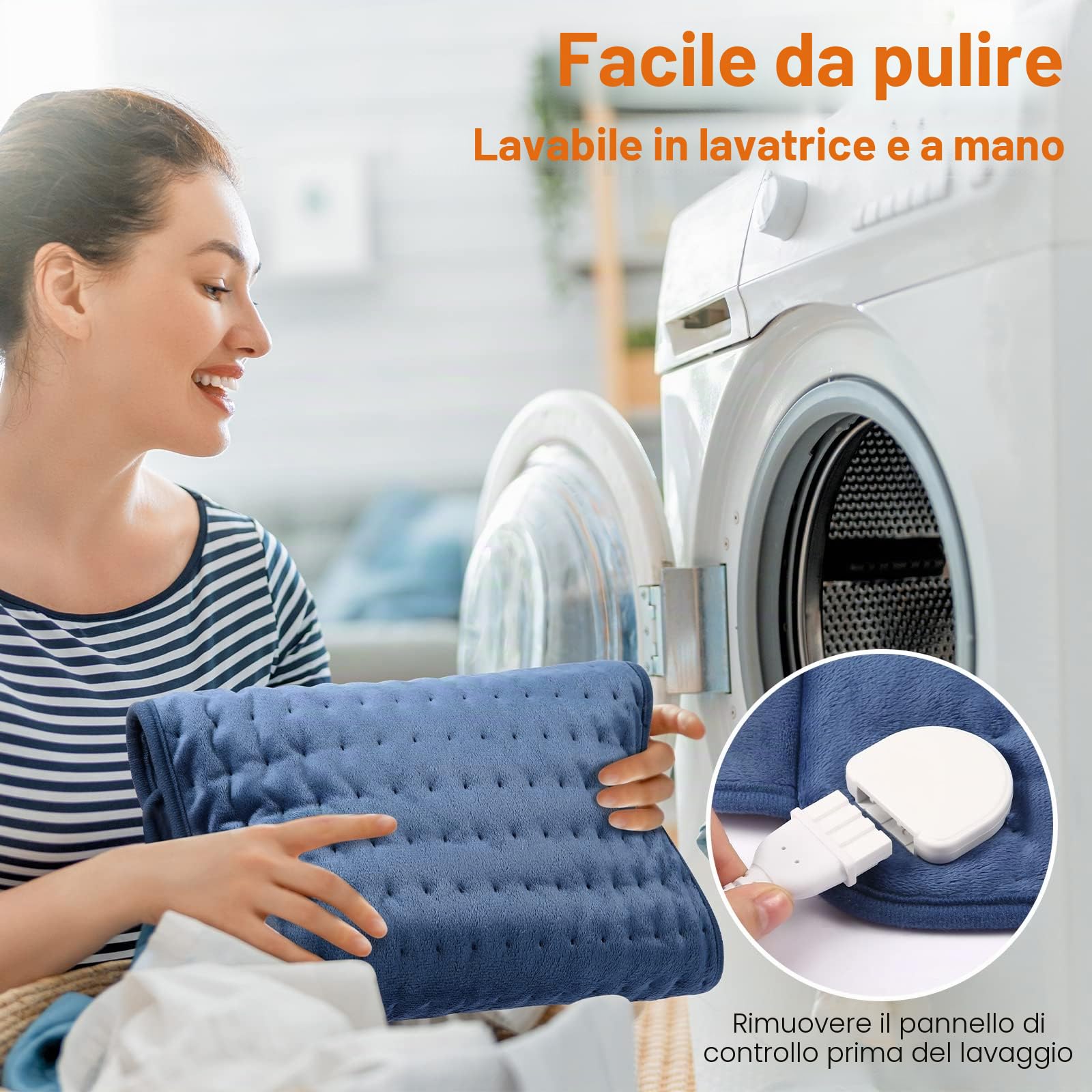 Termoforo Elettrico OneAmg 126x30cm Termoforo Lombare con 6 Livelli di Temperatura e Spegnimento Automatico Riscaldamento Rapido Lavabile Cuscino Termico Elettrico Per Schiena Spalle Addome Blu