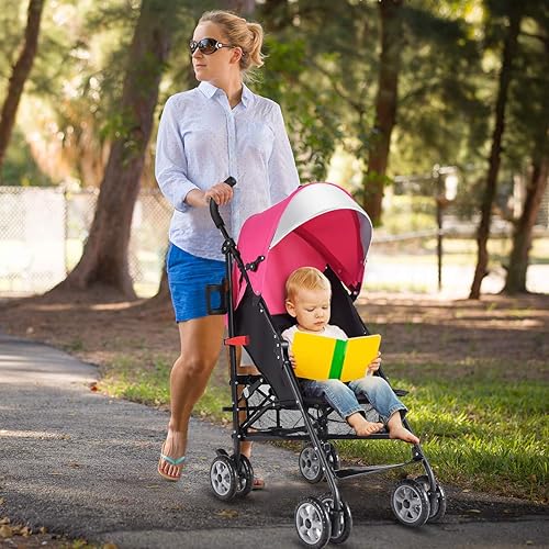 Miniatura 2 de HONEY JOY Cochecito ligero para bebé, cochecito de viaje compacto para avión, respaldo y toldo ajustables, arnés de 5 puntos, soporte para vasos,