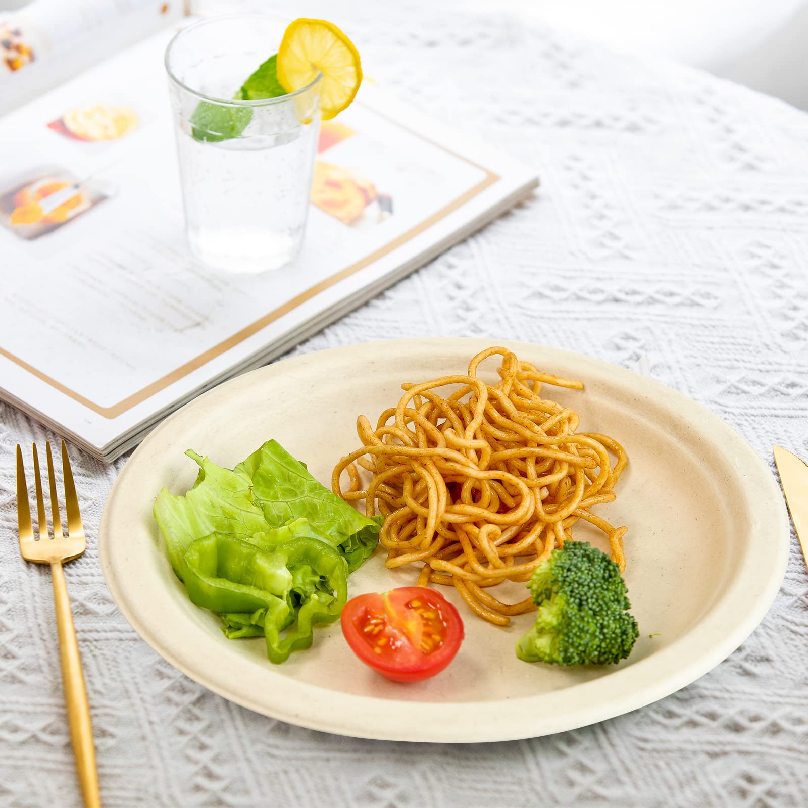 100 Piatti Di Carta In Fibra Di Canna Da Zucchero - 15.2cm, Biodegradabili, Compostabili, Per Microonde - Foto 5