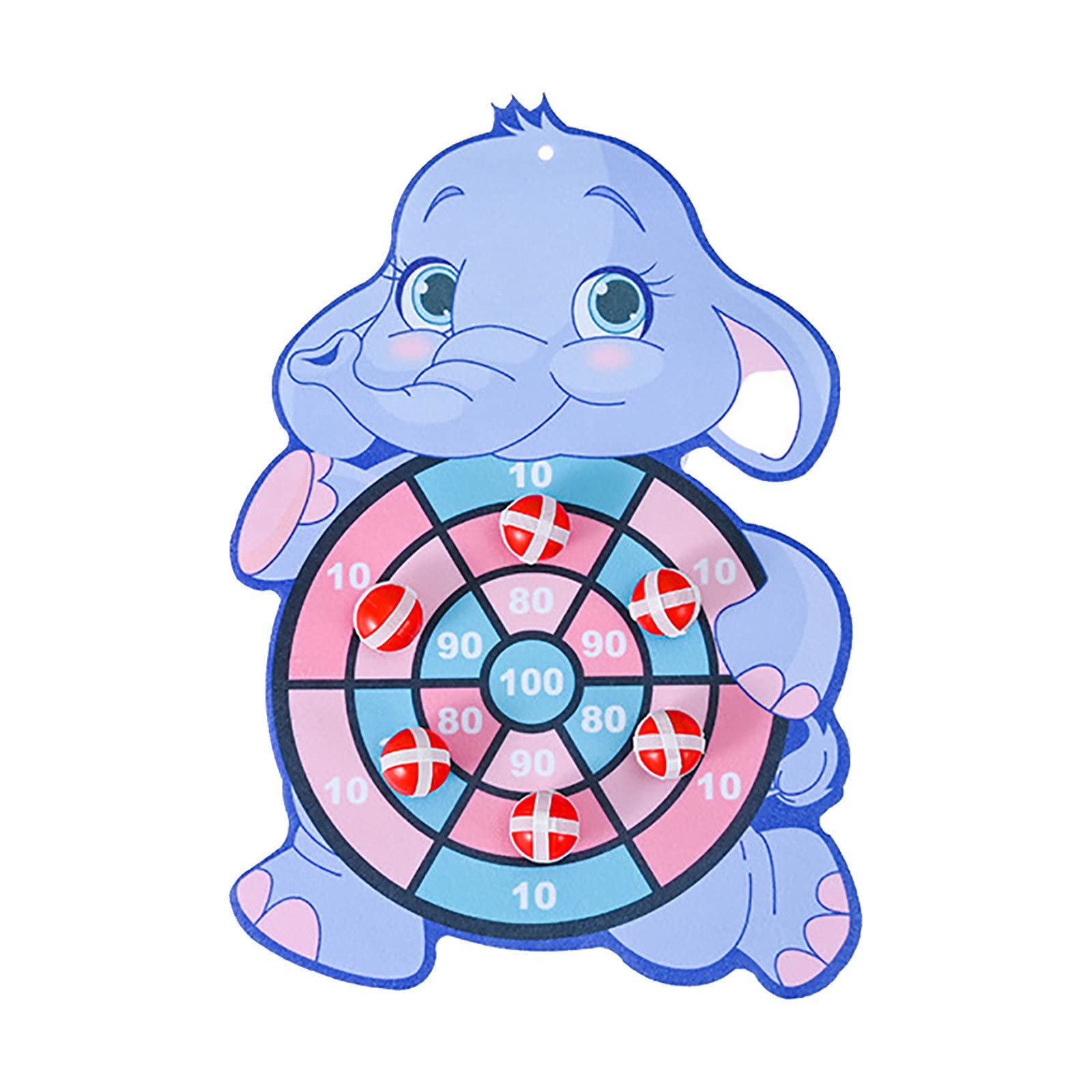 AMERTEER Cartoon Darts Target Set 3 Sticky Balls Darts Board Set with Hook Suitable for Indoor and Outdoor Sports Parent-Child Games (ELEPHANT)