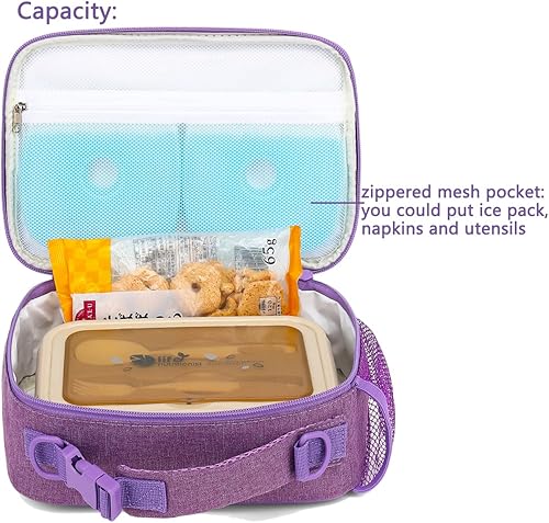 Miniatura 166 de FlowFly - Lonchera para niños, lonchera escolar aislante duradera con correa para el hombro y soporte para botellas, bolsa térmica pequeña