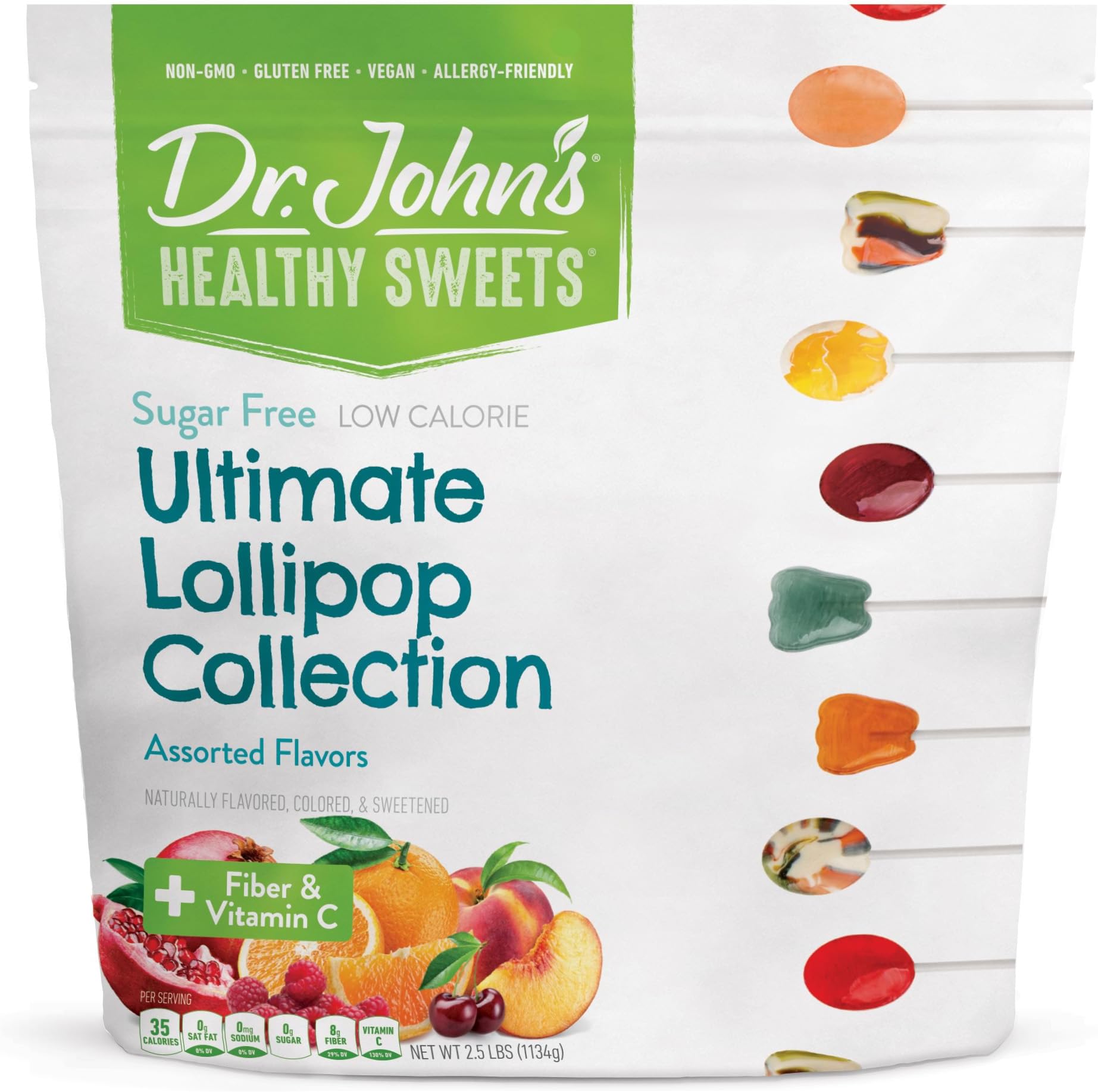 Dr. John’s Sugar Free Candy, Healthy Lollipops with Zero Sugar, Low Calorie Snacks, Keto & Diabetic Friendly Sweets, Ultimate Collection, 150 Count, 2.5 LB