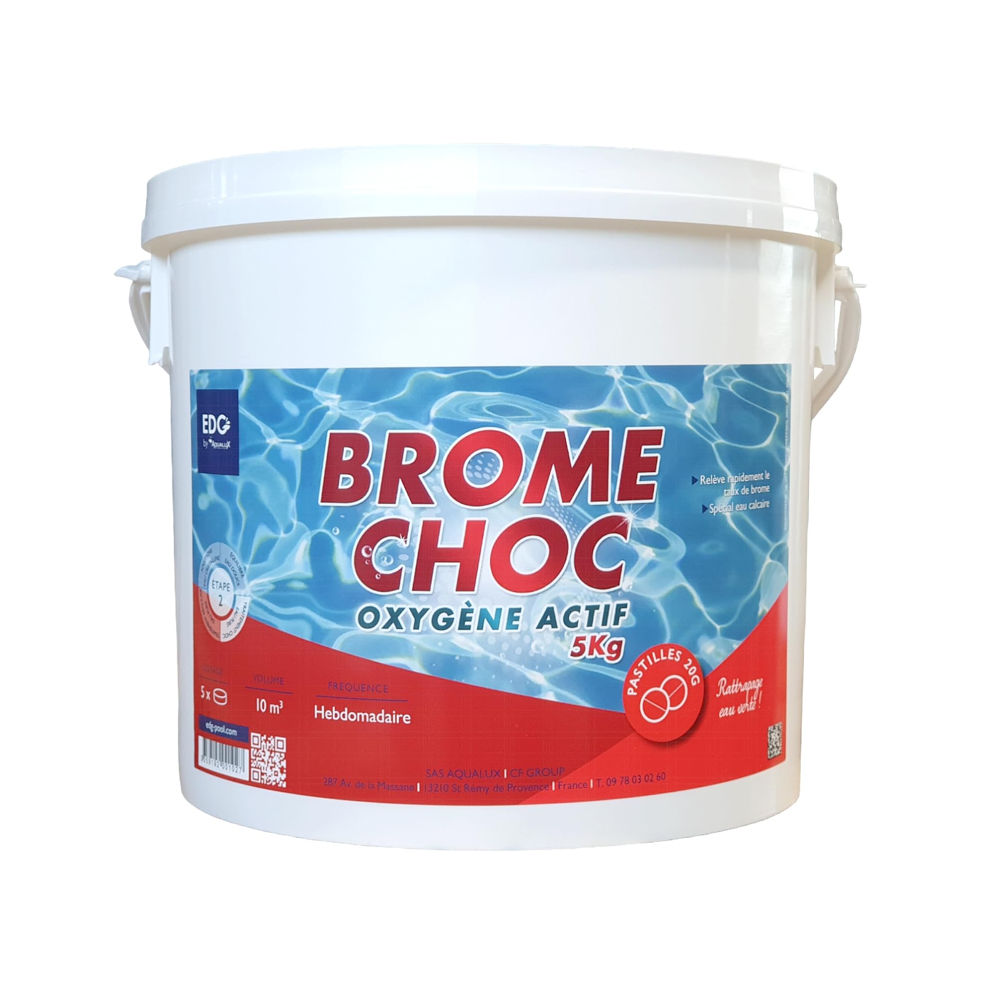 EDG by AQUALUX Brome Choc Pastilles 20g - 5kg | Activateur de Brome - Oxygène Actif Choc - Désinfection Choc sans Chlore - Dissolution Rapide + 10 Tests HPS OFFERTS 6 en 1