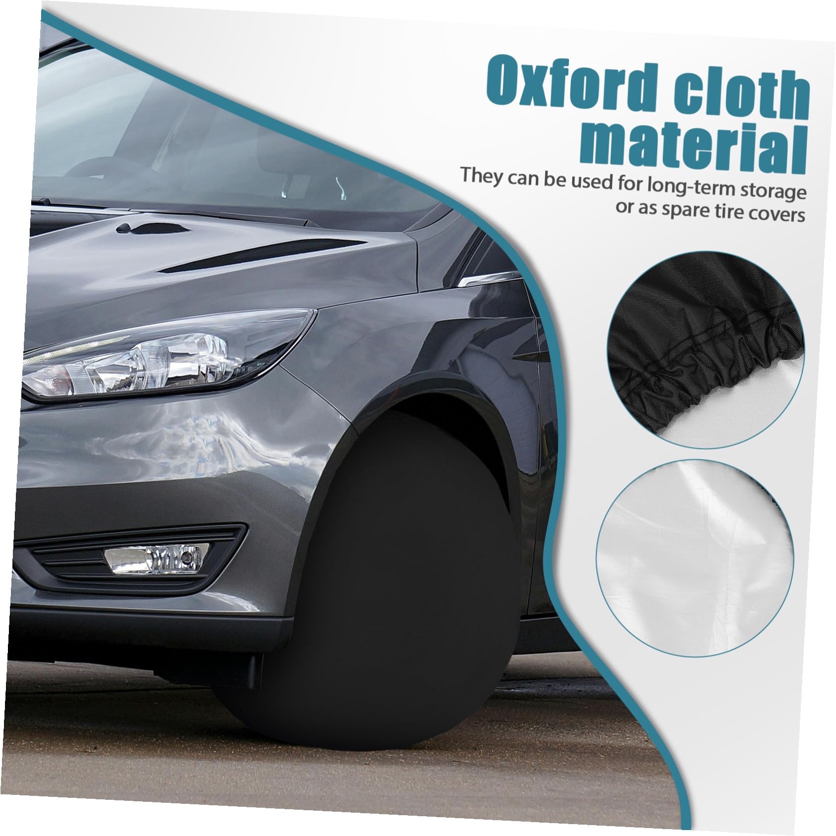 POPETPOP Fundas para Neumáticos De Coche 420d Oxford Negra, 4 Unidades, para Diámetro 60-66 Cm y Ancho 30 Cm, Protección Solar y Almacenamiento, para Caravanas y Coches Exterior