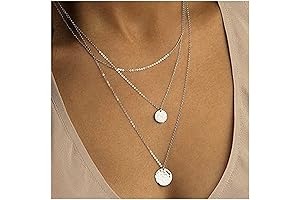 Boho Layered Coin Disc Choker Necklace Round Disc Pendant Necklace