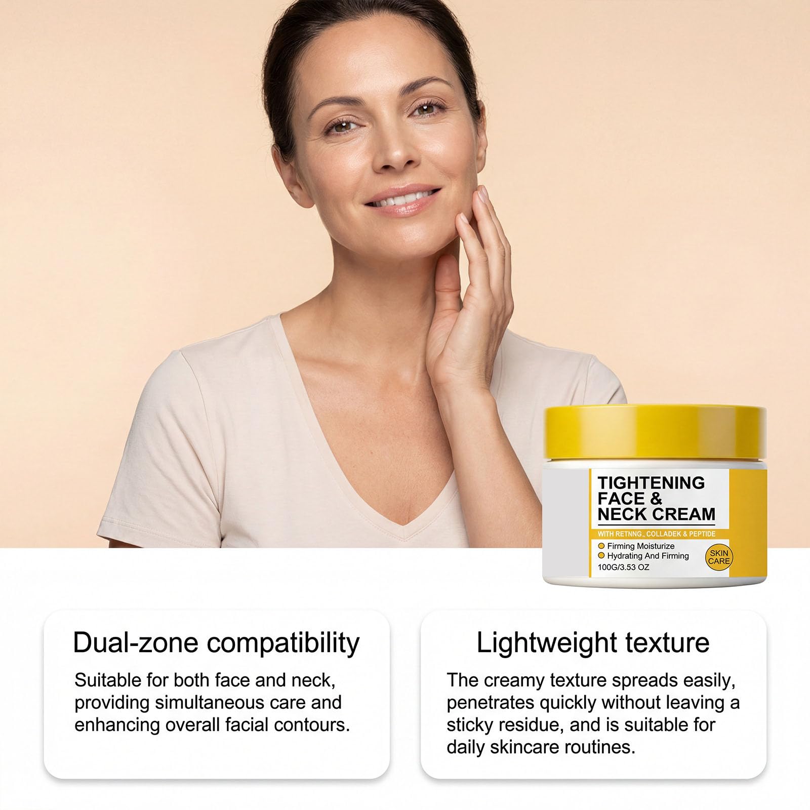 Crema idratante rassodante per collo e pelle, anti-invecchiamento, crema rassodante per il viso al retinolo, crema rassodante al collagene all'acido ialuronico, crema rassodante per il viso e la pelle