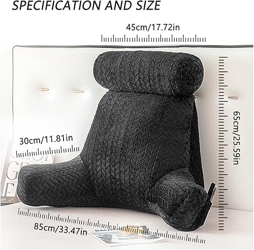 Miniatura 6 de Almohada de espalda para cama sentada, almohada de lectura con brazos, soporte lumbar y de brazo en cama, silla, sofá y suelo, almohada de espalda