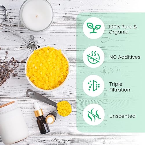 Miniatura 3 de AharHora Gránulos de cera de abeja amarilla, cera de abeja orgánica natural de 5 libras para hacer velas, pastillas de cera de abeja para el cuidado