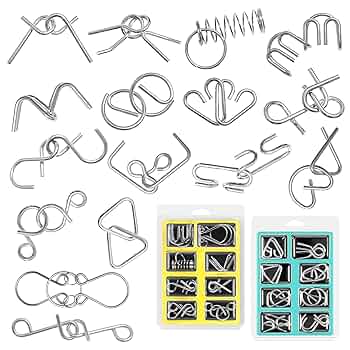 THE TWIDDLERS 36 Pieces Metal Wire IQ Brain Mind Teaser Puzzles