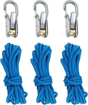 Rope Roller Cam Lock Tensioner with Cord & Rope System, Multi Function Puller Ratchet Cord Adjuster for Paracord, Guy Lines and Outdoor Rope Tensioning Tool 6pcs