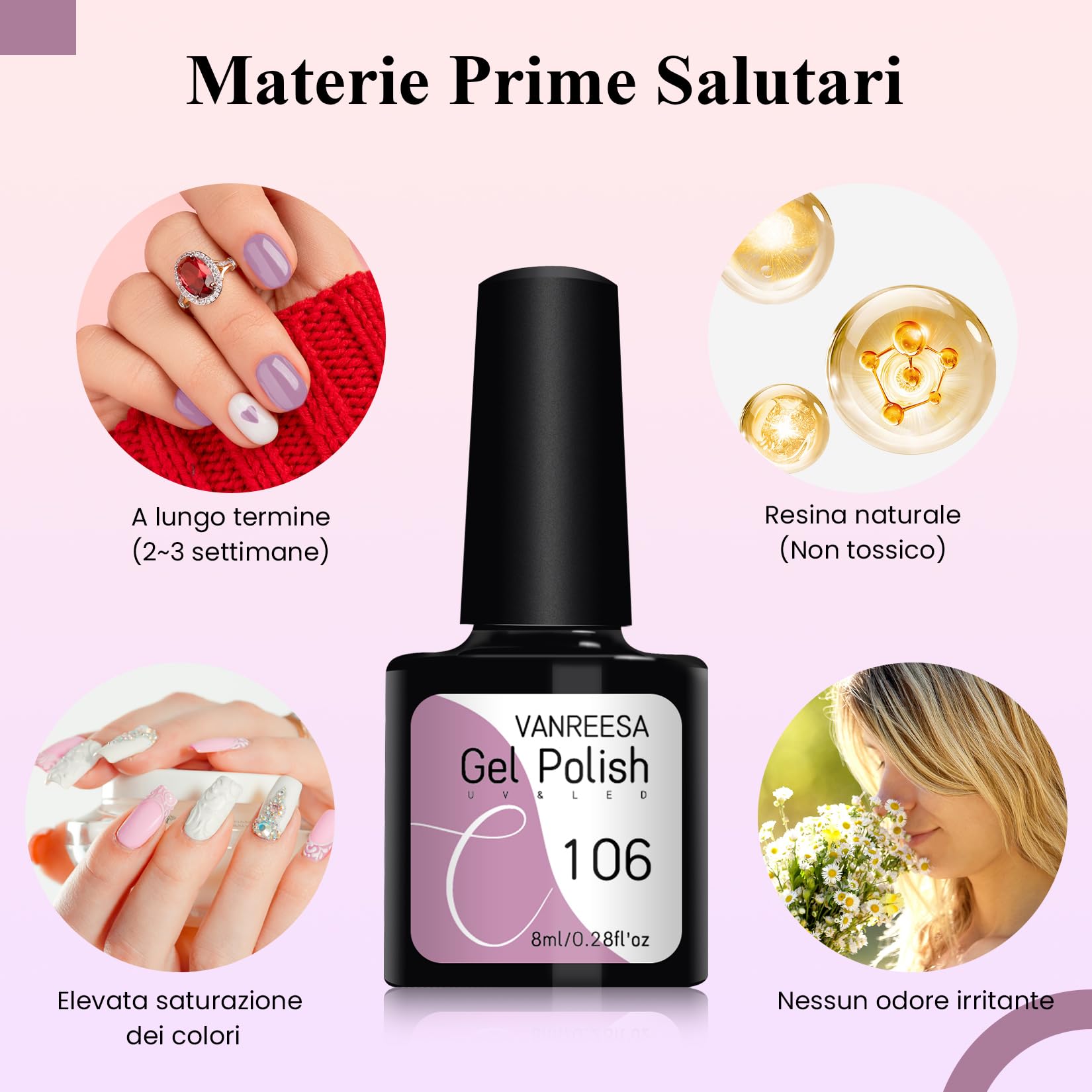 VANREESA Kit Semipermanente Unghie, 15 Coloris Set Smalto Semipermanente Unghie con U V/LED Lampada Kit Unghie Gel Completo con Matt Top Base Coat Regali per Principianti