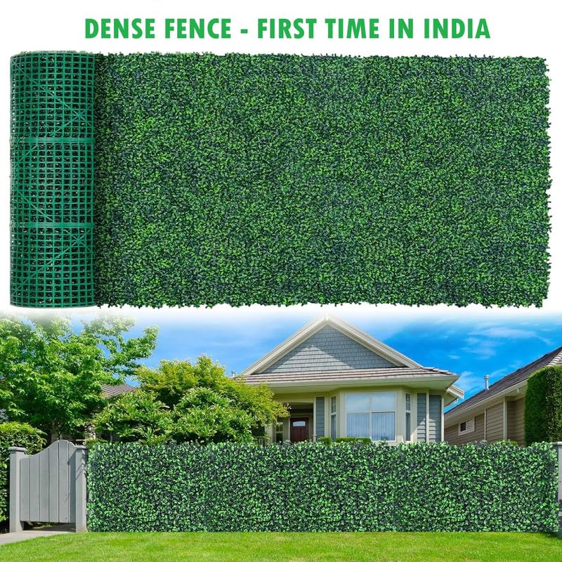 Image of Artificial Grass Fence Trellis with Highly Dense Leaves for Garden, Balcony (1 Piece) I Expandable Plant Fence Privacy I UV Protected (Green Dense, expands to 3.2 X 0.6 Meters)