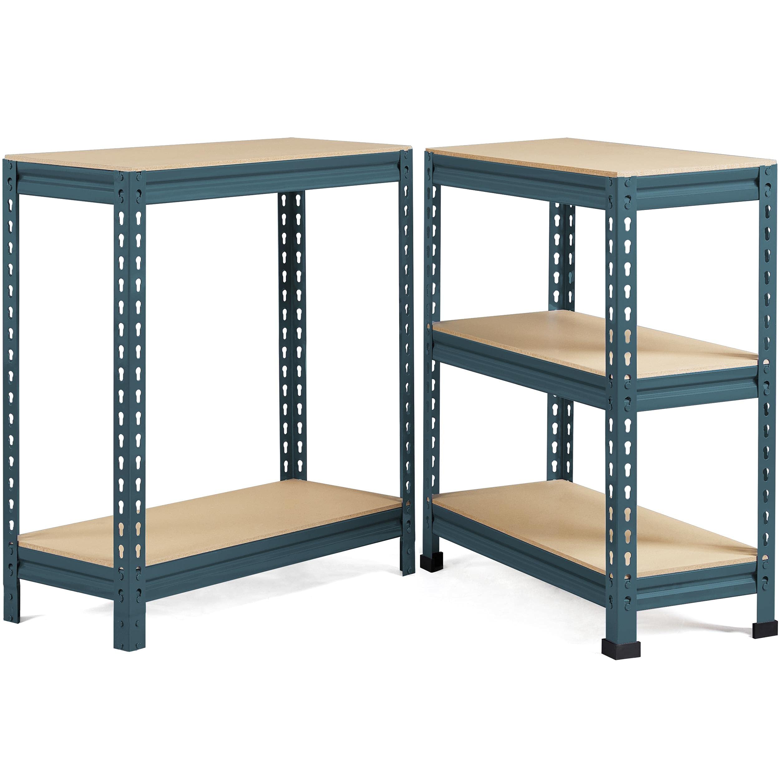 Yaheetech 5 Böden Eckregale, Lagerregale Metall, Schwerlastregale 1500 KG belastbar, Kellerregal, Steckregal, Regalsystem, 140 x 30 x 150 cm Blau