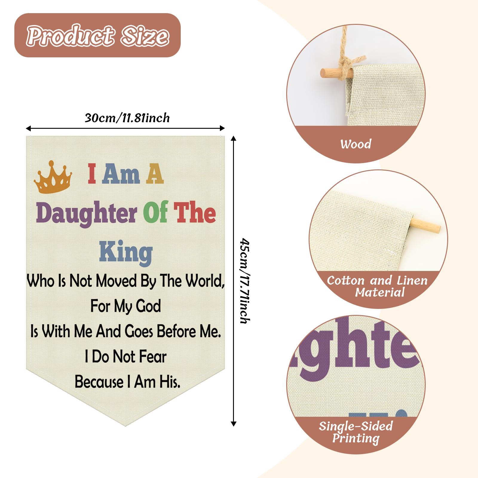 Christian Gifts Wall Decor Hanging Pennant Flag Banner Religious Gift Inspirational Christian Baptism Gift for Daughter Baby Girls Room Girls Bible Scripture Decor Christmas Birthday Present for Her