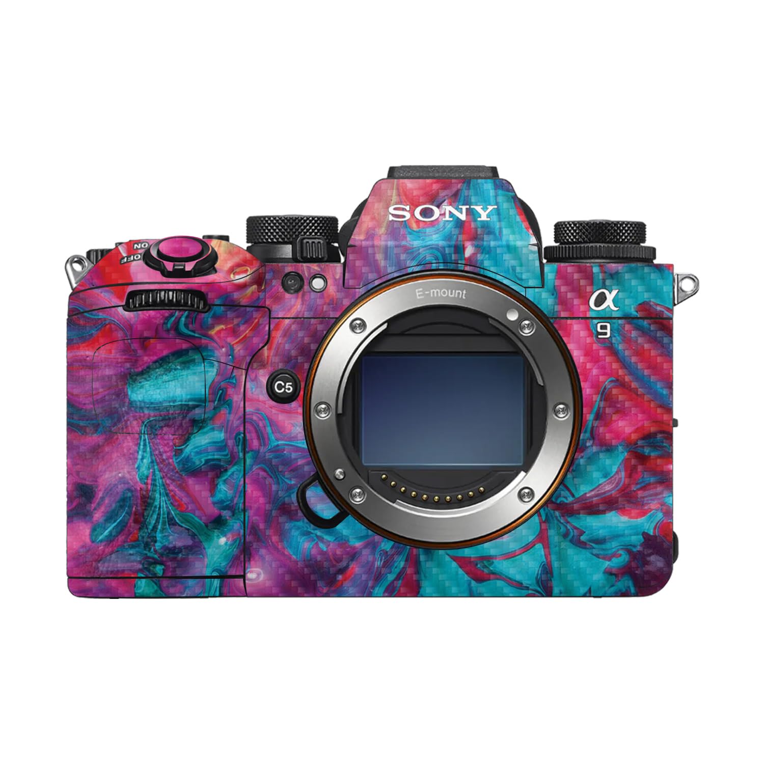 Carbon Fiber Camera Skin Compatible with Sony Alpha 9 III (2024) - Paint Party - Premium 3M Vinyl Protective Wrap Decal Cover - Easy to Apply | Crafted in the USA by MightySkins