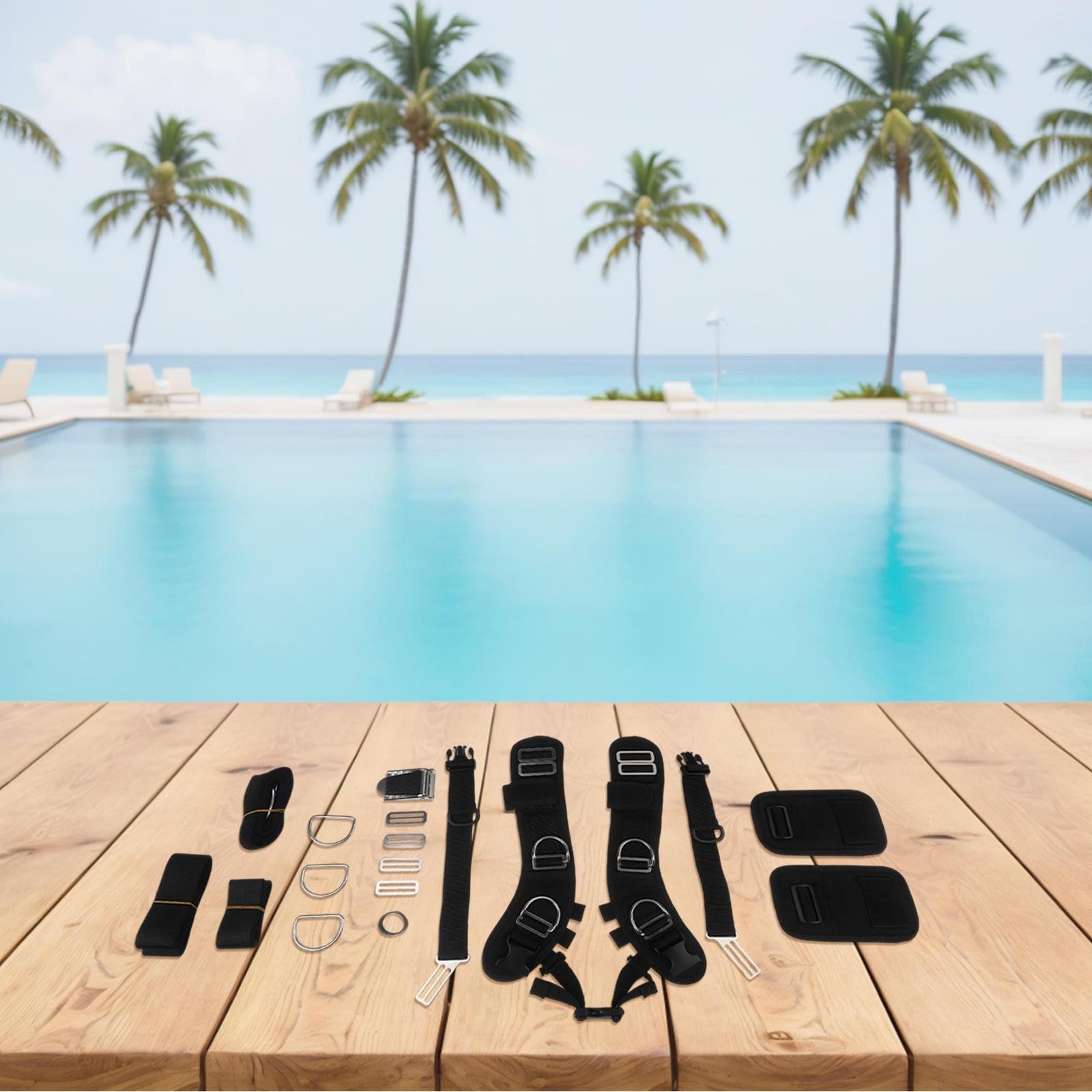 Verstellbares Backplate Harness Set für Tauchen, BCD Backplane Zubehör mit Neopren-Schulterpolster, Edelstahl Nylon, See-Proof Rostbeständige Riemen, Sichere Ausrüstung Befestigungsringe