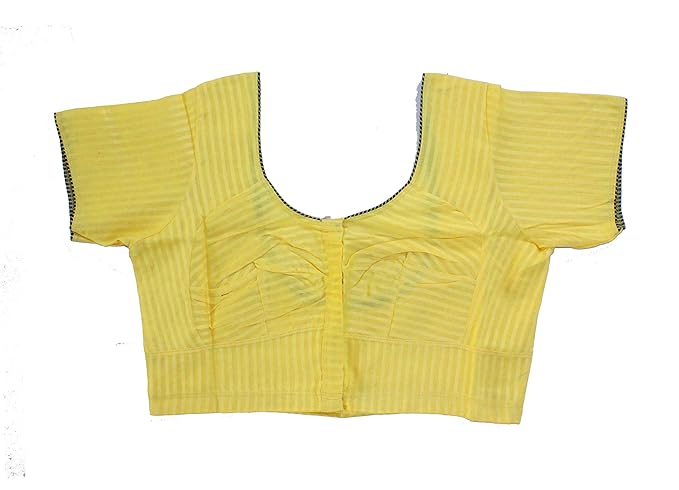 DCM round neck readymade short sleeve non padded cotton blouse (stripe off white)