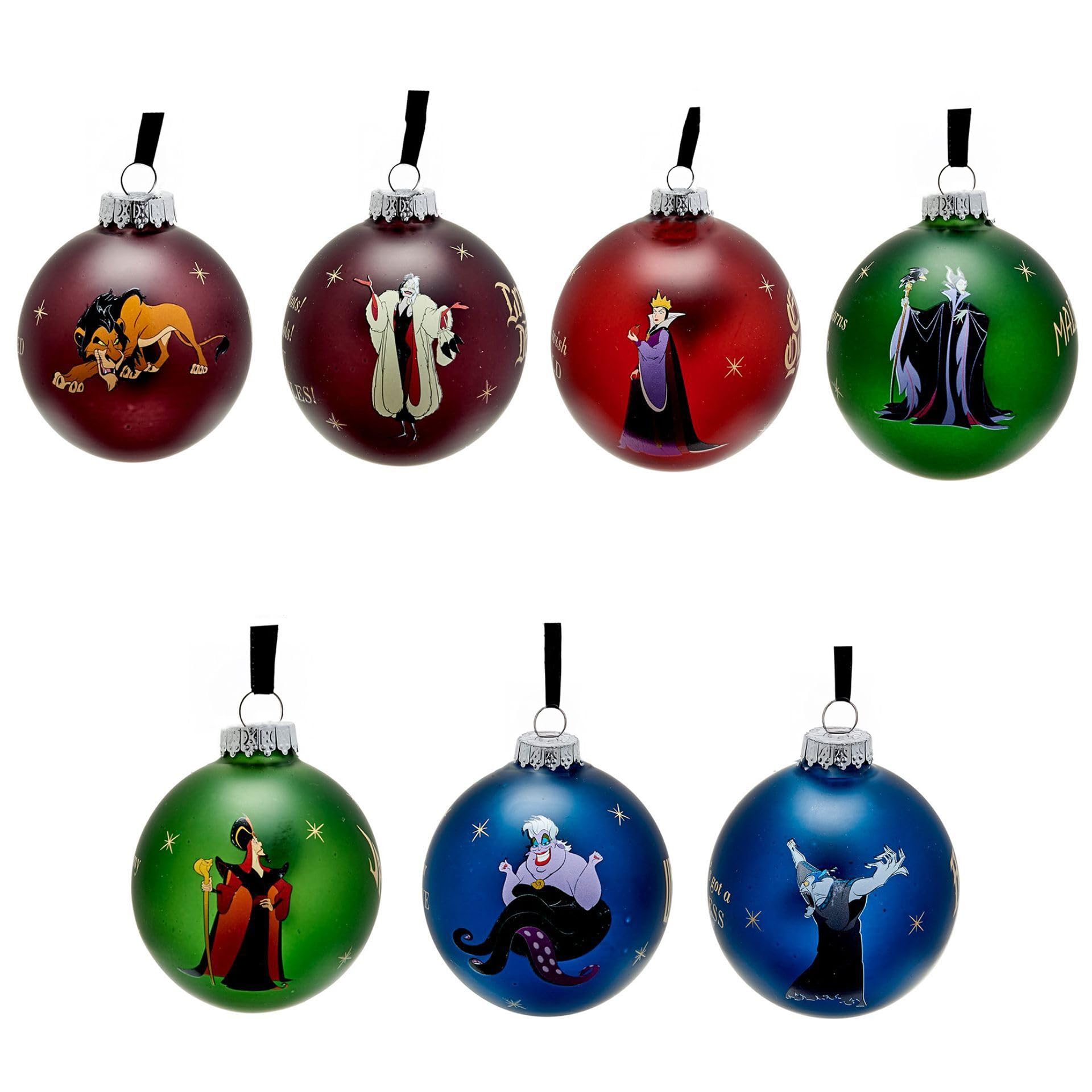 Widdop And Co Dark Colors Disney Set Of 7 Villains Christmas Tree Baubles