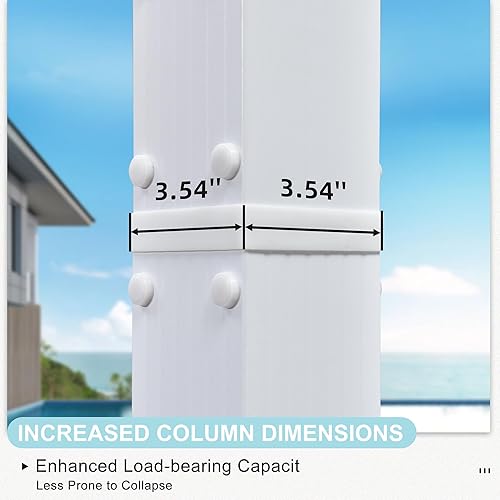 Miniatura 76 de PURPLE LEAF Pérgola de metal retráctil de 10 x 12 pies con toldo y cubierta de sombra para jardín, patio, terraza de playa, cenador, color blanco