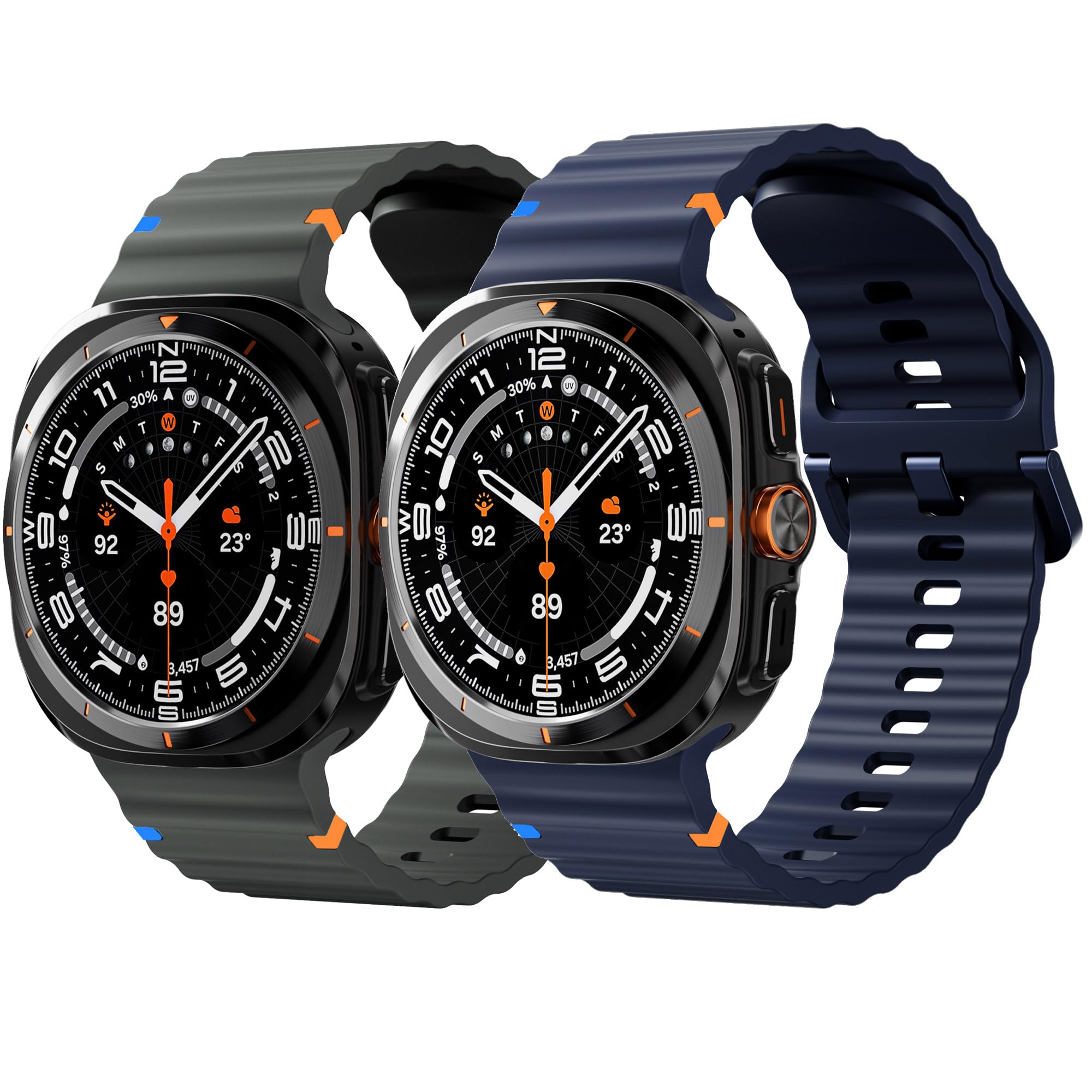 SOLOLUP Sport Band for Samsung Galaxy Watch Ultra Bands 47mm,2 Pack No Gap Soft Silicone Smart Watch Bands for Men&Women Replacement Wristband for