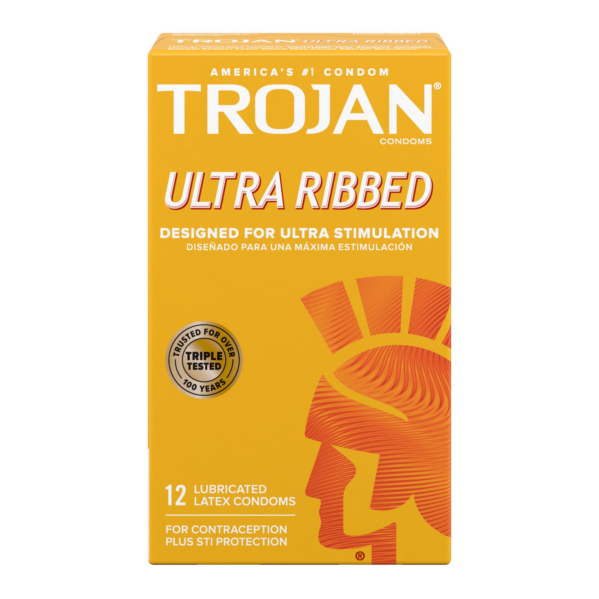 TROJAN Stimulations Ultra Ribbed Premium Latex Condoms, 12 Count