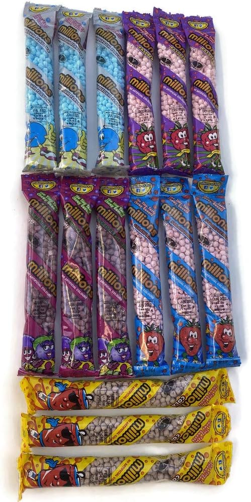 Millions Tubes Variety Bundle Strawberry, Blackcurrant, Raspberry, Cola and Bubblegum