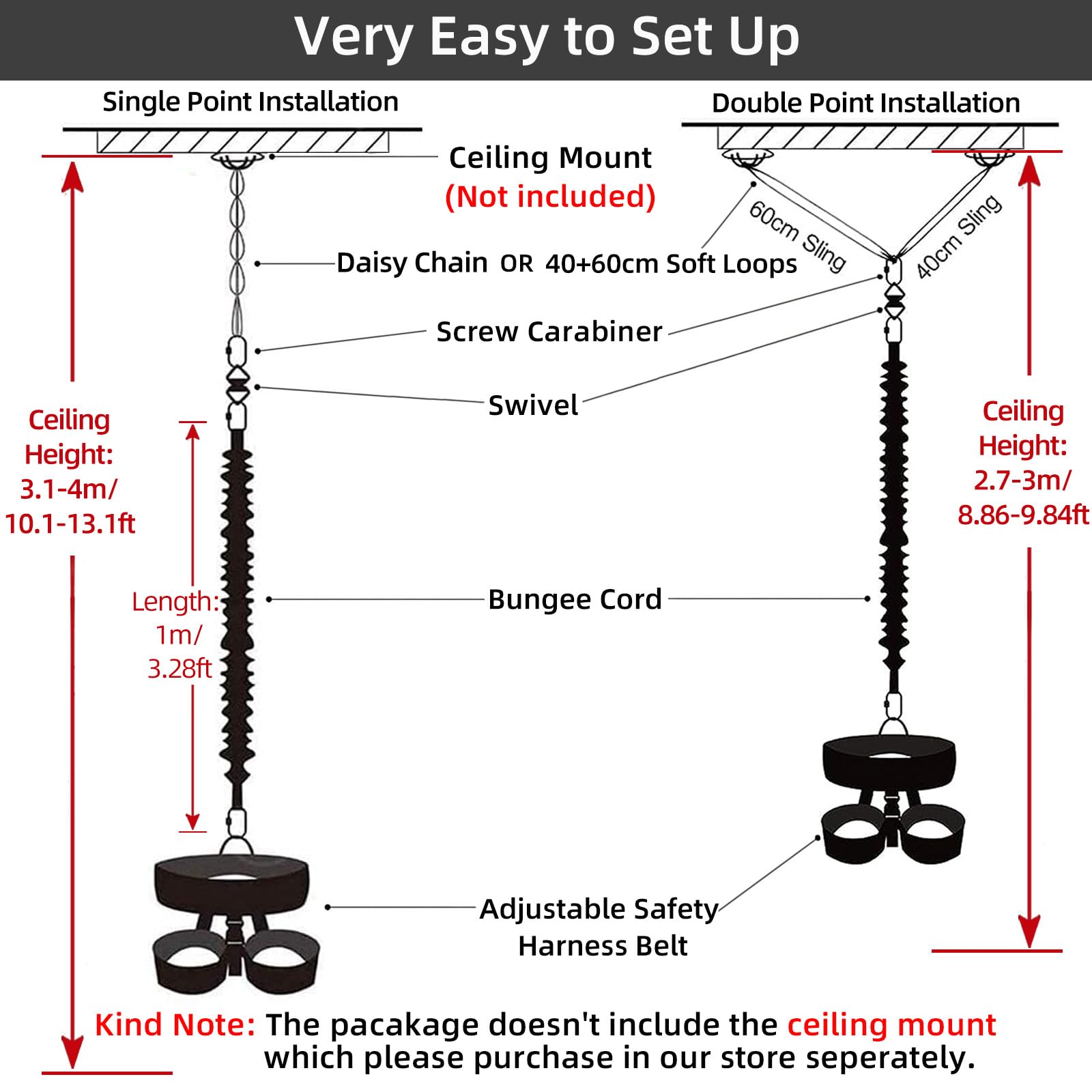 PRIOR FITNESS Bungee Fitness Set Yoga Corda Bungee Corda Resistenza Air Dance Corda Esercizio Fitness Casa Palestra Attrezzatura di Formazione Professionale
