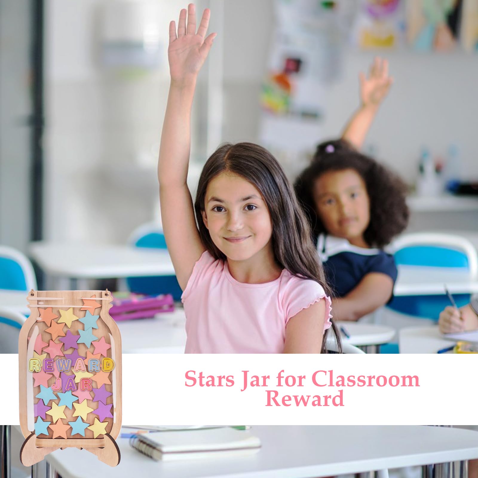 Star Reward Jar,Reward Incentive Jar with 30 Stars,Wooden Reward Chart for Children's Good Behavior,Classroom Stars Reward Jar Reward Chart for Kids Daily Routine Chores Bedtime Class - Image 4
