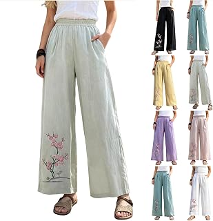 Linen Trousers Women's Summer Trousers Wide Palazzo Trousers Elegant Fabric Trouser…