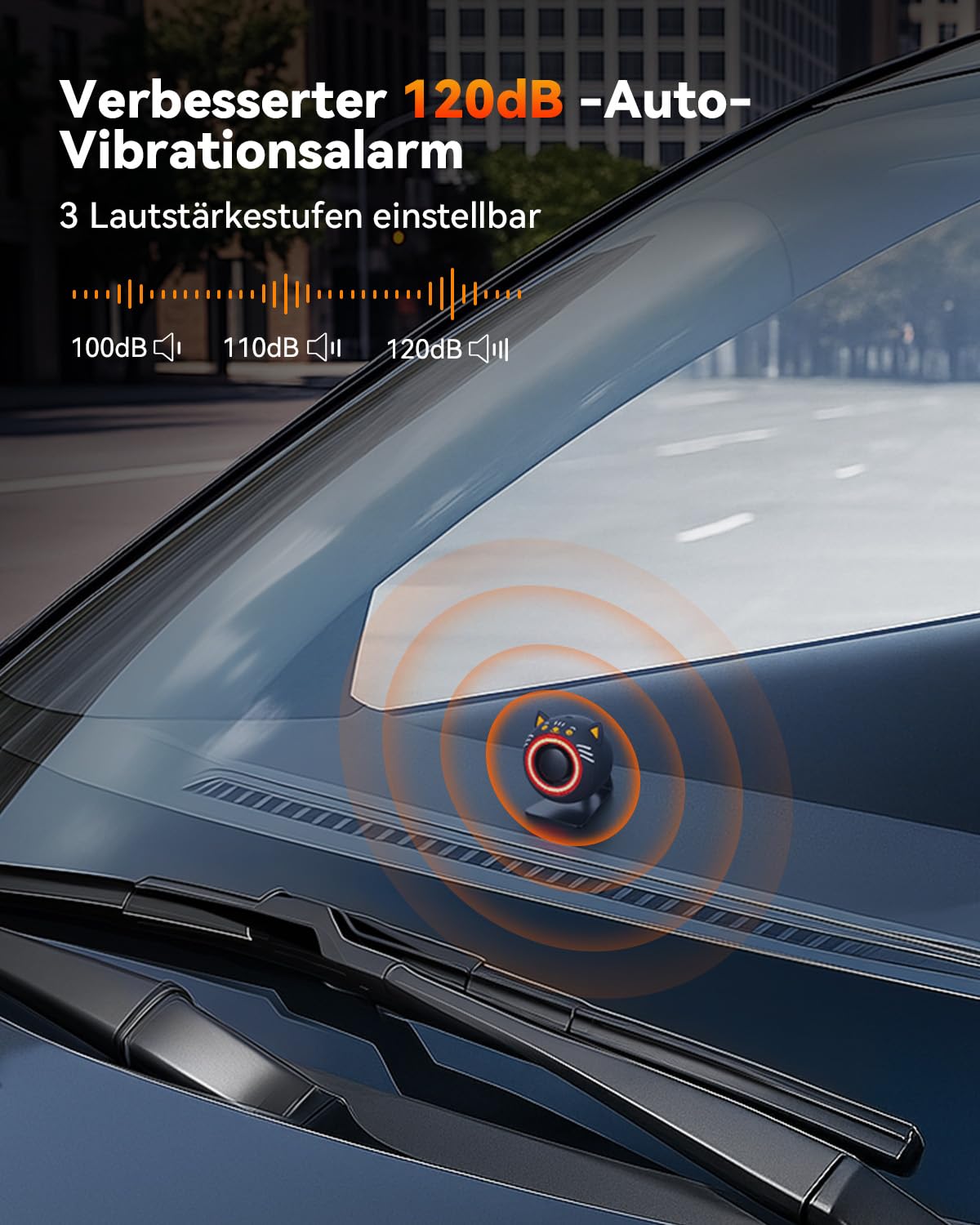 Alarmanlage Auto, Drahtloser Vibrationsalarm, Fahrzeug-Diebstahlschutzsystem, 120dB Einbruch-Sicherheitsalarmanlage Mit Fernbedienung, Einbruchalarm Mit Magnetischer Befestigung für Auto, LKW