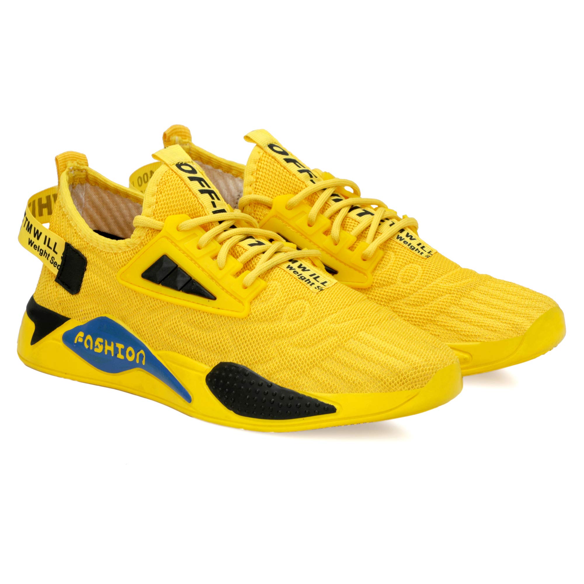 Robbie jones Men Casual Sneakers Running Sports Shoes in Mesh Lightweight Air Shoes Yellow Made in India