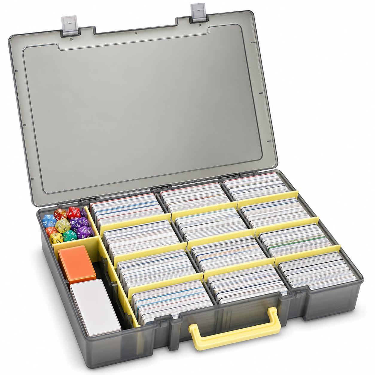 Xuerdon Scatola portaoggetti per carte da gioco, 2300 + organizer per carte da gioco, compatibile con PM TCG/per Yugioh/per CAH/per Fase 10/per Topps Football Baseball carte sportive (solo caso) - grigio