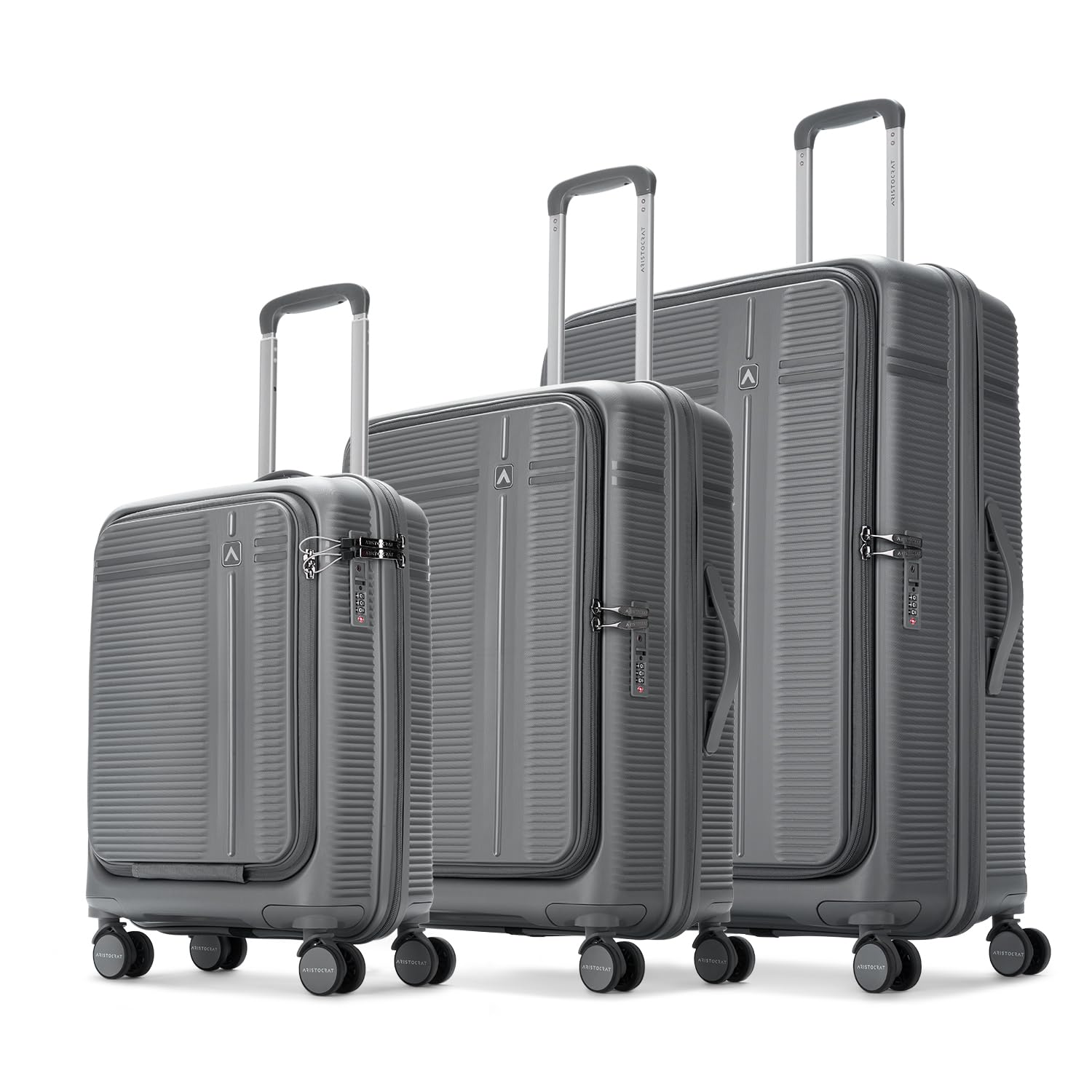 Solana Set of 3 (Cabin+Medium+Large) Hard Case Trolley Bags,Grey