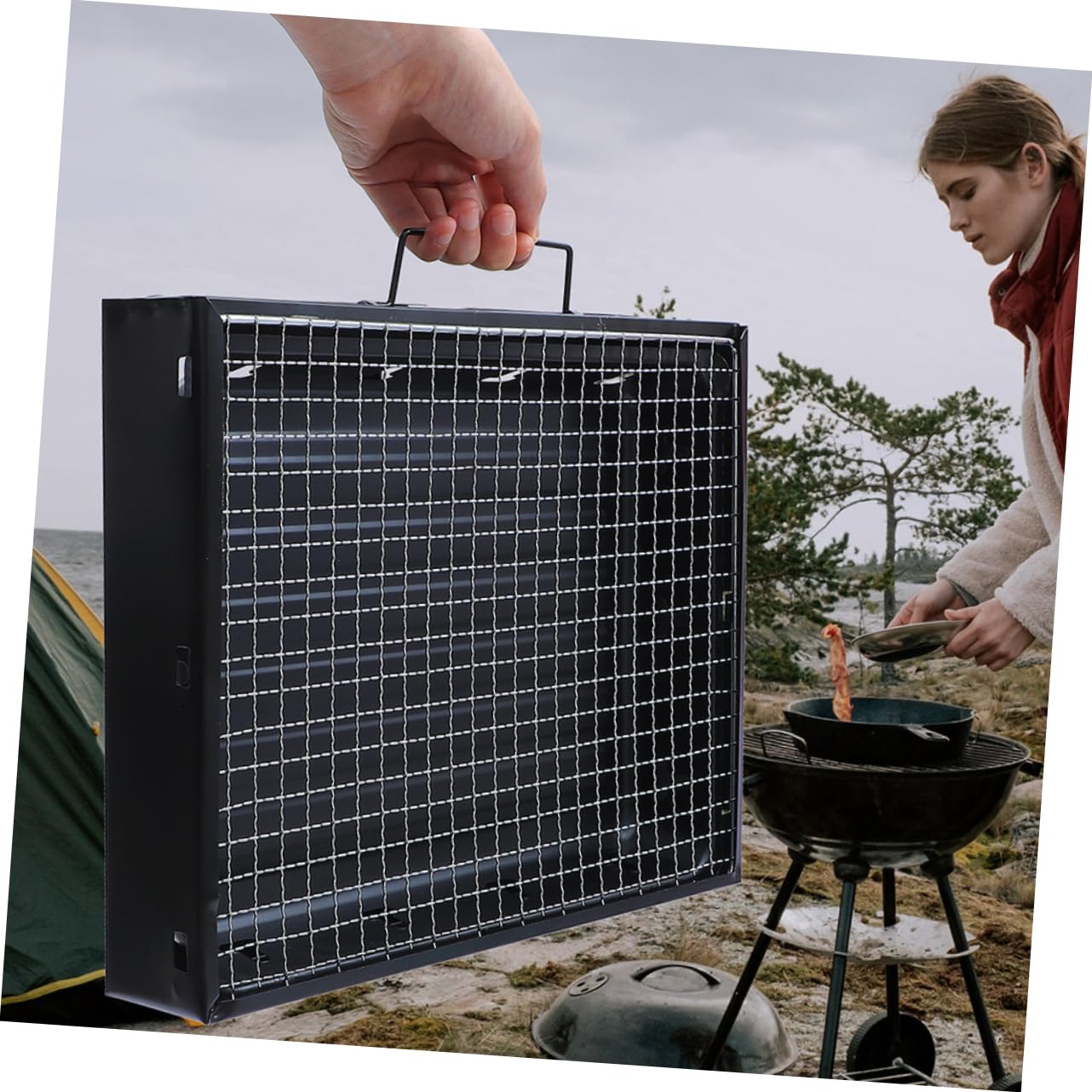 Chal Grill pieghevole portatile per campeggio all'aperto, leggero e facile da trasportare, perfetto per nics cortile barbecue tailgating & campeggio avventure