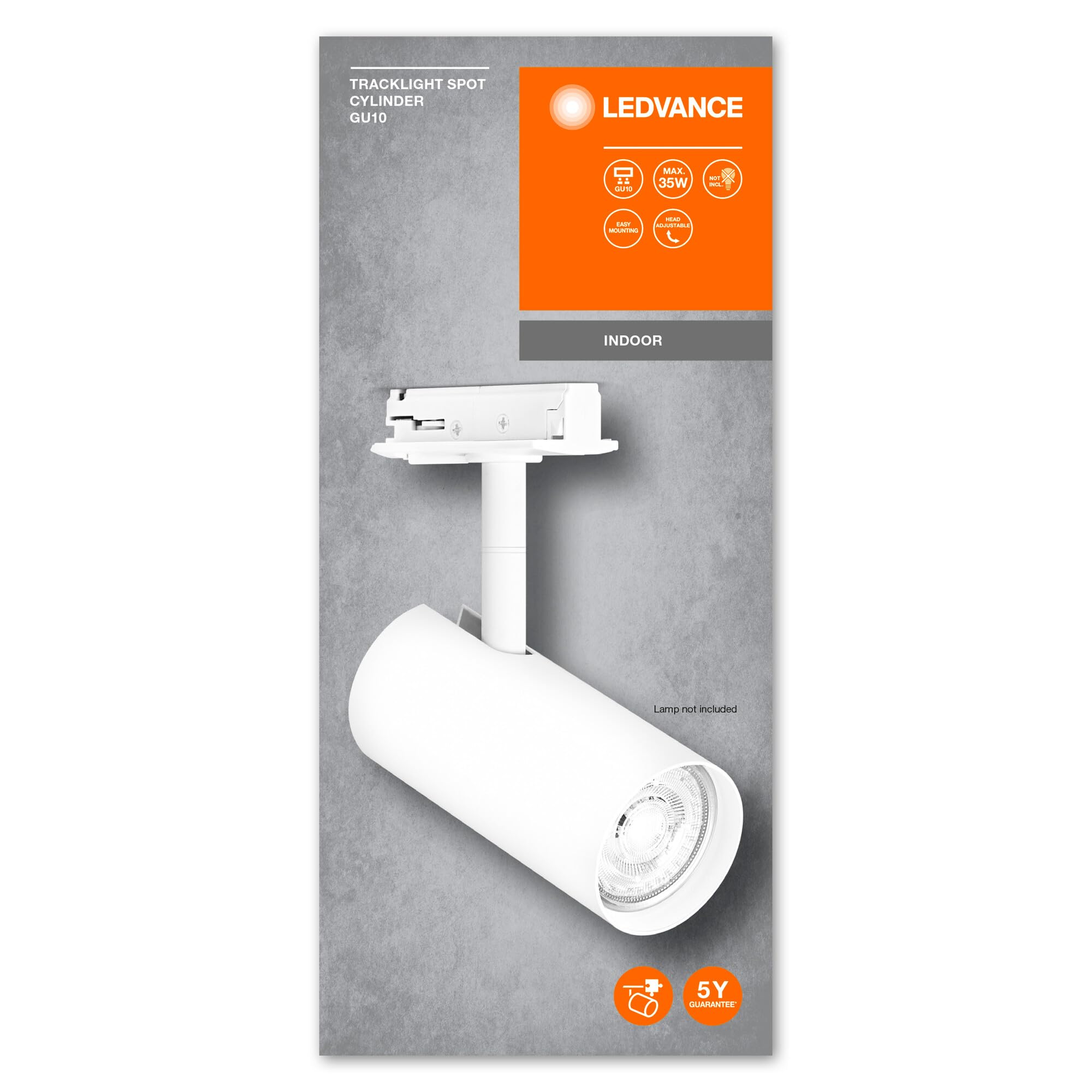 LEDVANCE Cabezal de luminaria para carril TRACKLIGHT, blanco, con casquillo GU10, puede equiparse con una lámpara normal o inteligente, inteligente, WiFi, diseño tipo loft, protección IP20