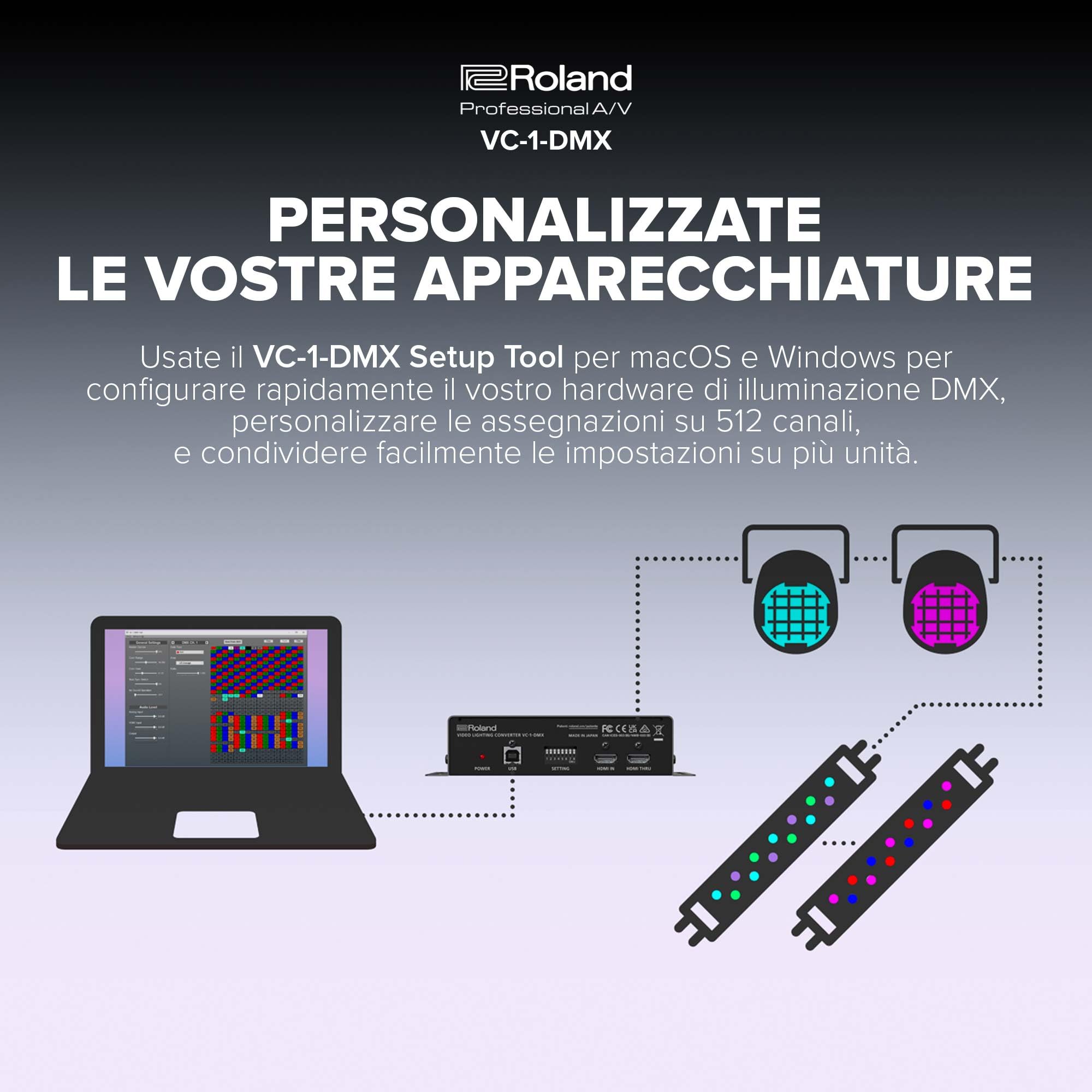 Roland VC-1-DMX Video Lighting Converter | Migliorate gli Eventi con Effetti Luminosi Dinamici | Analisi Video Avanzata | Illuminazione che si Muove con la Musica | Controllo MIDI