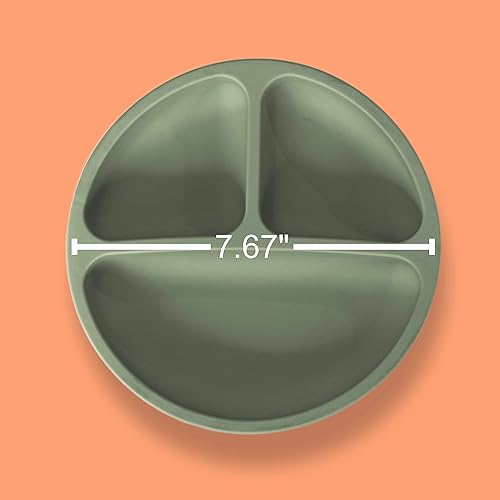 Miniatura 2 de Placas de succión para niños pequeños y bebés, platos divididos 100% silicona para niños, suministros de destete LED para microondas, lavavajillas y