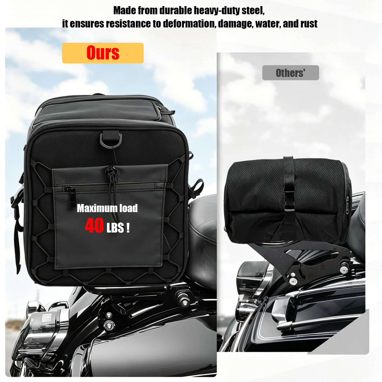 Portapacchi Moto, Portapacchi Posteriore Rimovibile, Portapacchi Invisibile,Compatibile Con i Modelli Harley Touring 2009-2026 (Street Glide/Road Glide/Road King/Electra Glide/Ultra Limited)