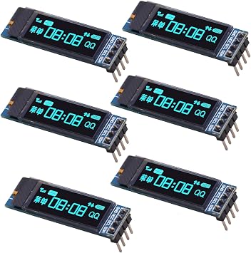 6 PCS 0.91 Inch OLED Display I2C Display Module IIC OLED Screen DC 3.3V5V Compatible with Arduino Raspberry PI ESP32 ESP8266 AVR PIC STM32 Blue