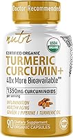 Vista 1 de Nutri Suplemento orgánico de cúrcuma de 1425 mg – 40 veces más biodisponible – 95% curcuminoides puros – Curcumina de cúrcuma con pimienta negra