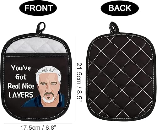 Miniatura 2 de Almohadillas para horno inspiradas en el programa de horneado, soporte para ollas con bolsillo que tienes capas realmente bonitas, regalo para