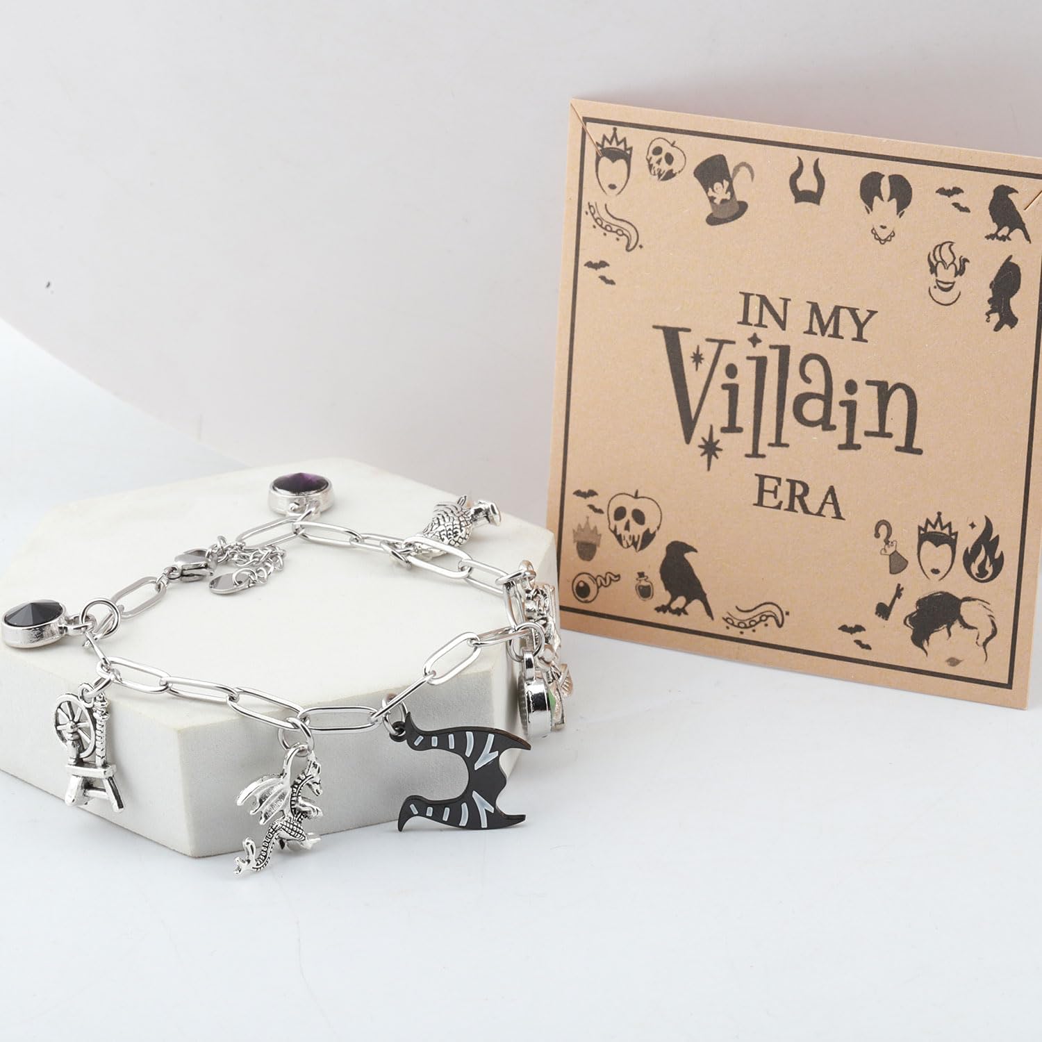 MAOFAED Villain Charms Silver Chain Bracelet, Halloween Party Favor, Evil Theme Bracelet - Image 3