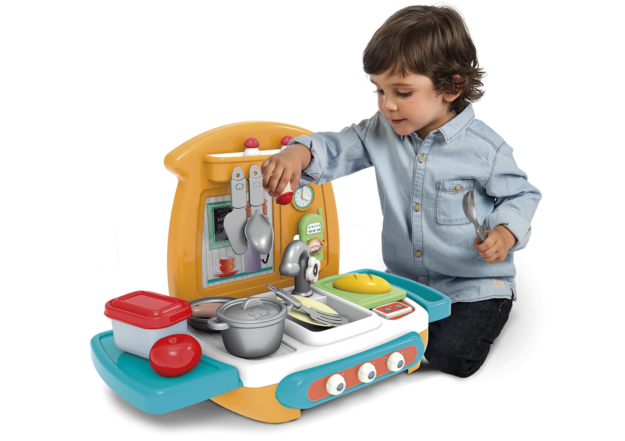 Chicos - Premier Kitchen - Cocinita Infantil | Incluye 15 Accesorios como Ollas, Cubiertos, Fruta y Sartén | Cocina Juguete a Partir de 18 Meses (84001)