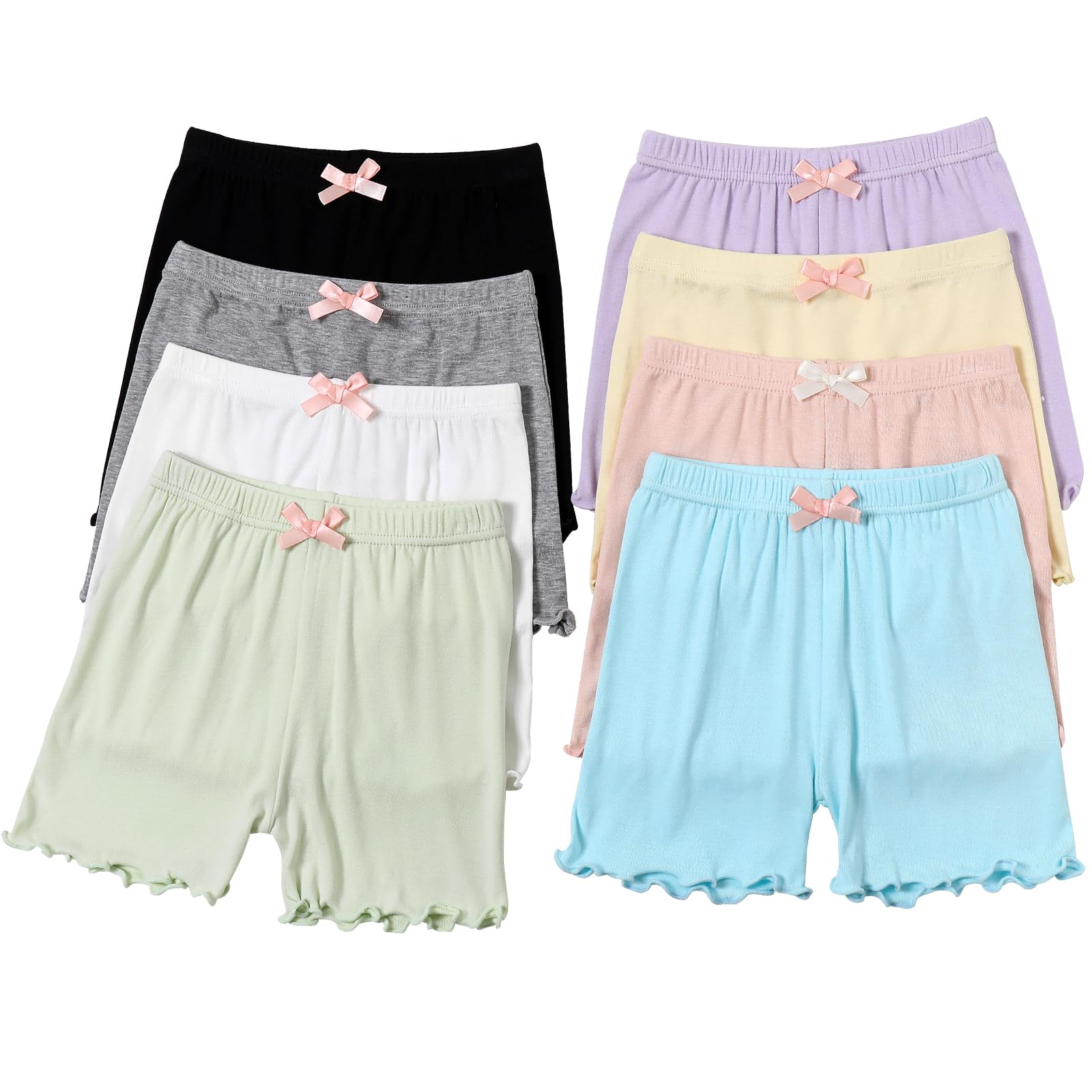 Chicduo Confezione da 8 pantaloncini da bici per ragazze Cartwheel Pantaloncini traspiranti da danza sotto il vestito pantaloncini per bambini