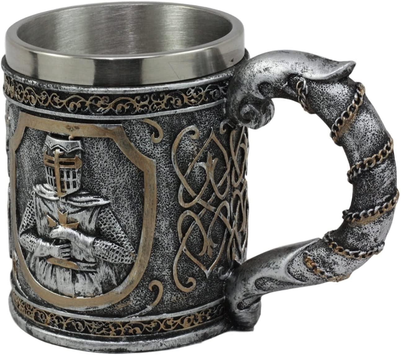 Ebros Medieval Templar Crusader Knight Mug 12oz Suit of Armor Knight Of The Cross Beer Stein Tankard Coffee Cup