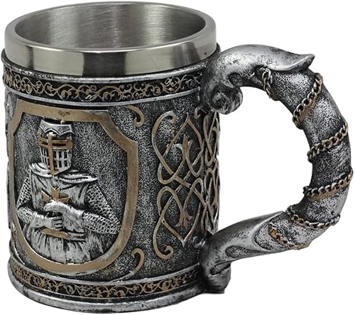 Miniatura 3 de Ebros - Taza medieval Templar Crusader Knight de 12 onzas, traje de Armor Knight Of The Cross Beer Stein Tankard