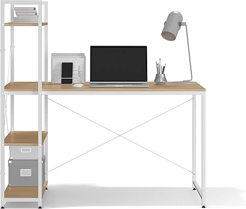 Miniatura 4 de Ames - Escritorio reversible para computadora de juegos de 47 pulgadas con estantes ajustables, escritorio de oficina en casa, gestión de cables con