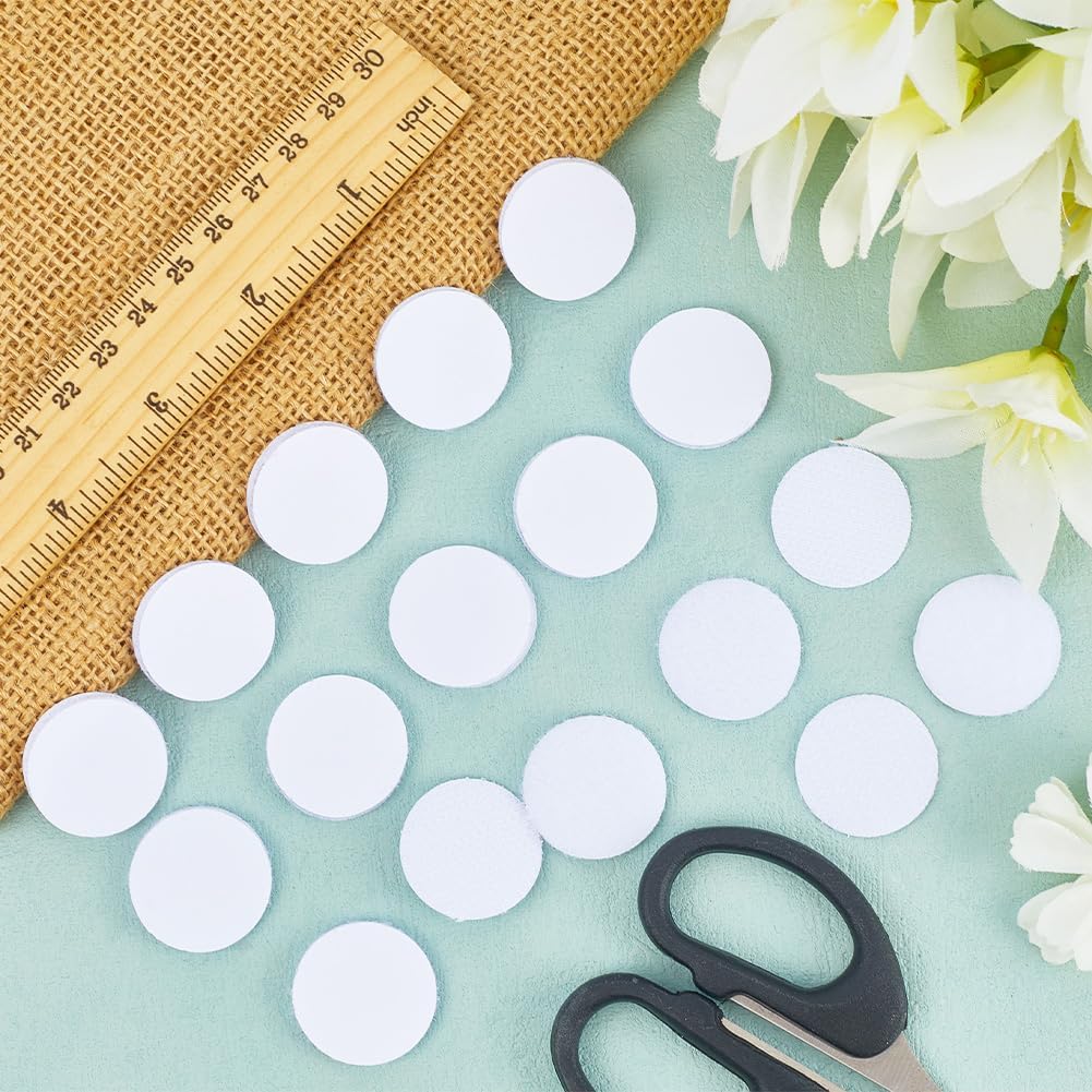 40Pcs Adhesive Hook and Loop Strips Round Hook and Loop Patch 1 Inch Dots White Nylon Polyester Heavy Duty Small Command Hanging Interlocking Grip Tapes for Indoor Wall Door Sewing Crafting