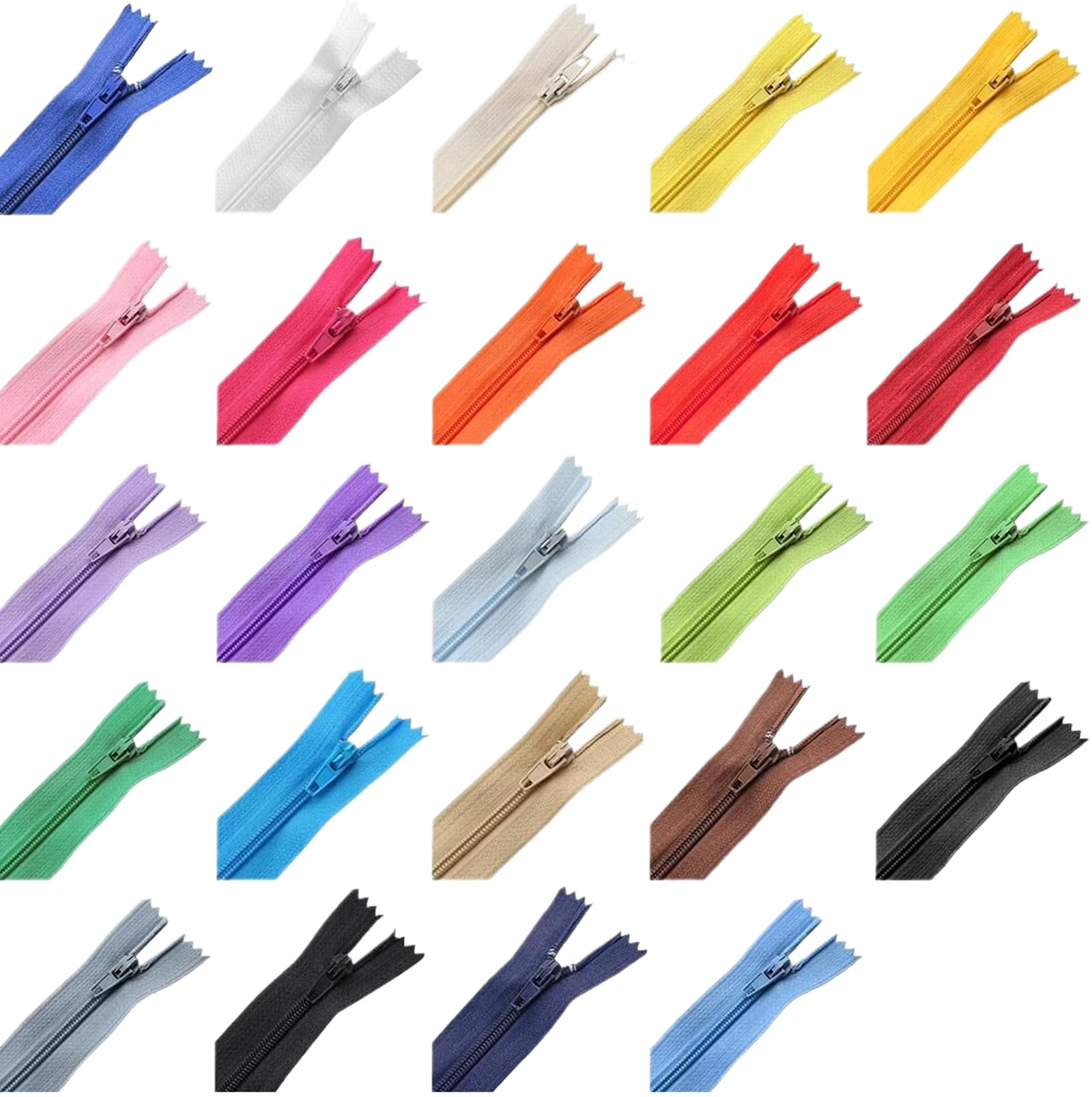 Cremallera,Cremallera metálica, 10 Piezas/Paquete de 20 cm de Longitud, Cremalleras de Nailon en Espiral for Costura de Prendas a Medida, Accesorios de Bricolaje for Manualidades, 20 cm