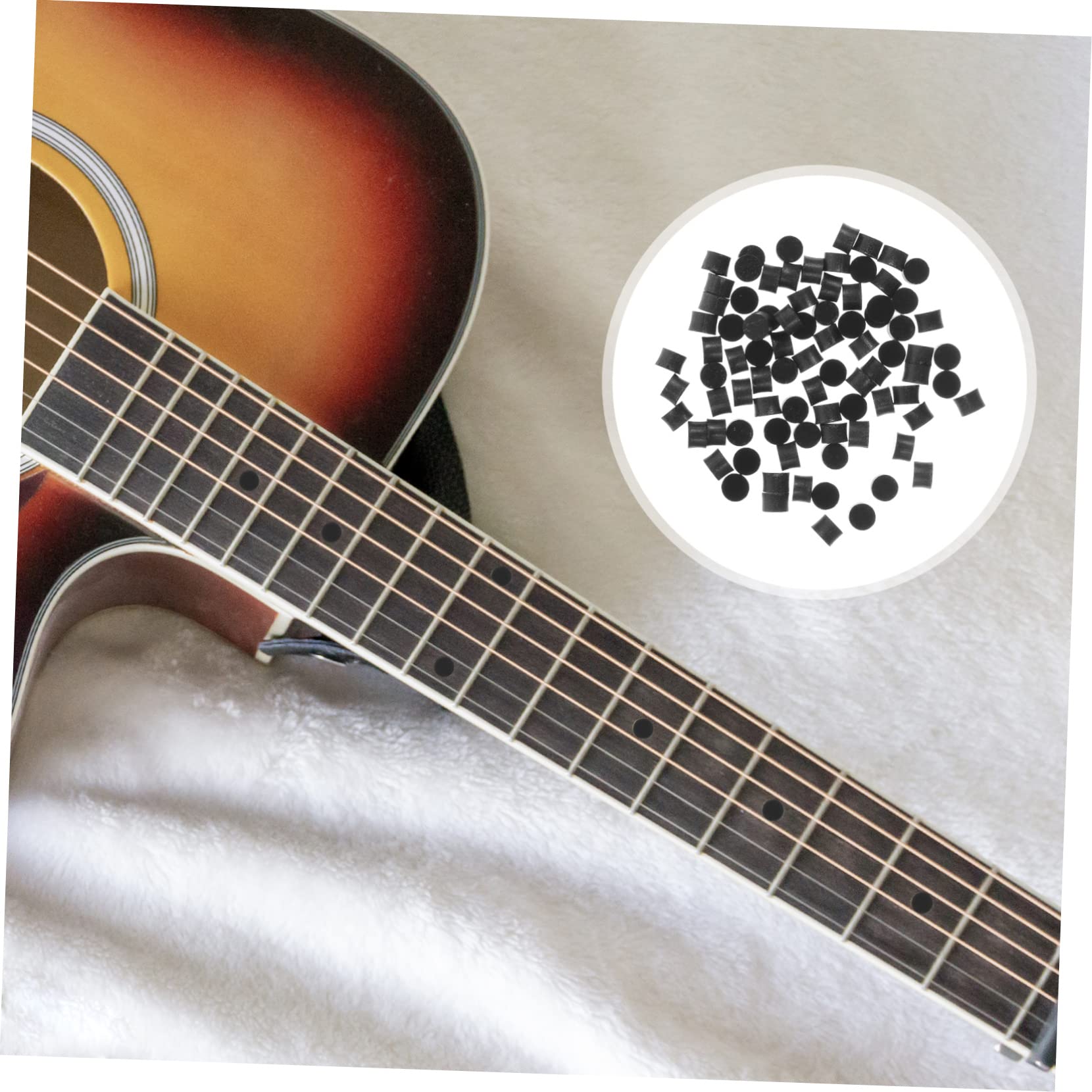 HEMOTON 100pcs Acrylic Guitar Fretboard Stickers Round Inlay Dots for Fretboard Markers